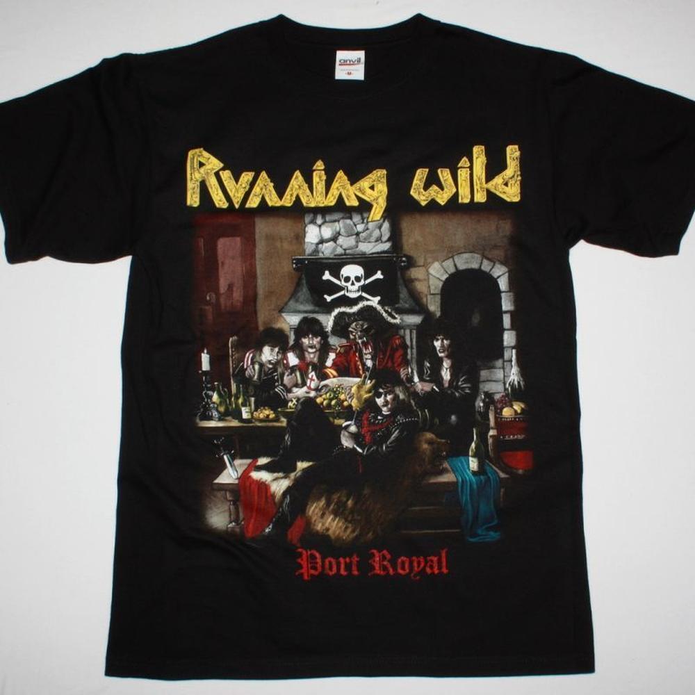 Running Wild Port Royal 88 Shirt, Black Graphic Rock Metal Music Band Tee 05